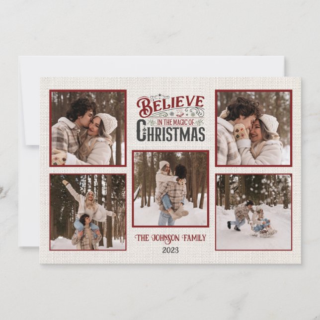 Tarjeta personalizada de Navidad con fotos (Anverso)