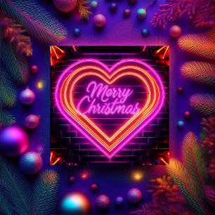 Tarjeta personalizada de Navidad con luces de neón