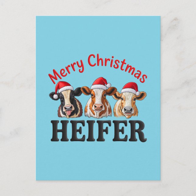 Tarjeta Personalizada de Navidad Feliz Vaquilla Va (Anverso)