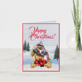 Tarjeta personalizada de Navidades Cute Pittie Dog