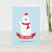 Tarjeta personalizada de Navidades de ositos polar
