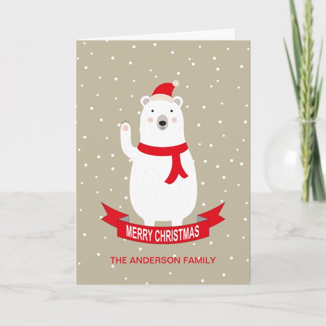 Tarjeta personalizada de Navidades de ositos polar (Anverso)