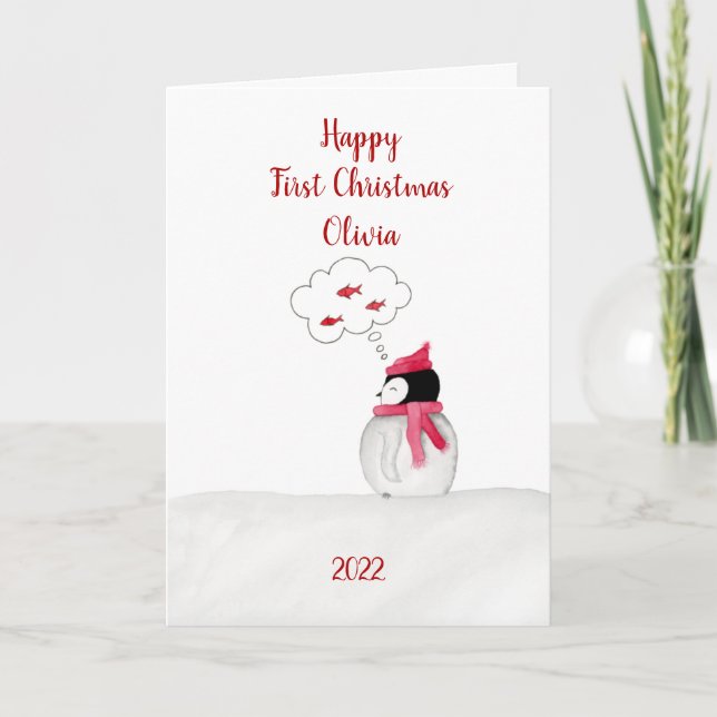 Tarjeta personalizada de Navidades de Peggy Pingüi (Anverso)