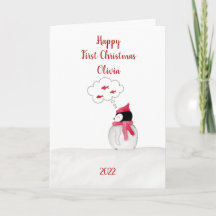 Tarjeta personalizada de Navidades de Peggy Pingüi