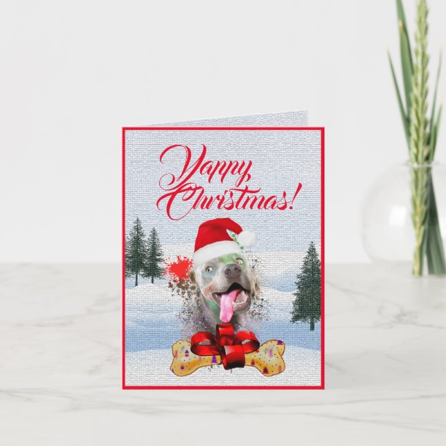 Tarjeta personalizada de Navidades de perro de Wei (Anverso)