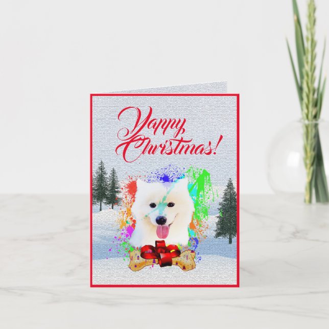 Tarjeta personalizada de Navidades de perro malhum (Anverso)