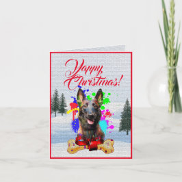 Tarjeta personalizada de Navidades de perro malino