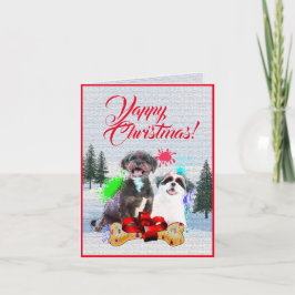 Tarjeta personalizada de Navidades de perro shih t