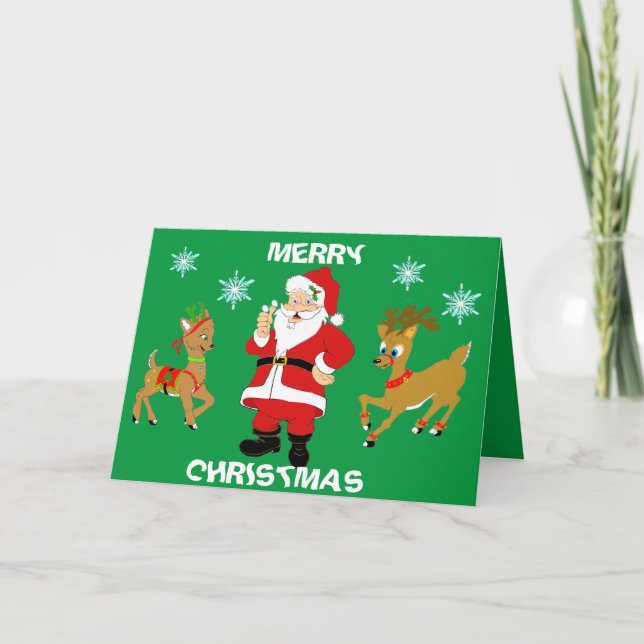 Tarjeta personalizada de Navidades de renos y Sant (Anverso)
