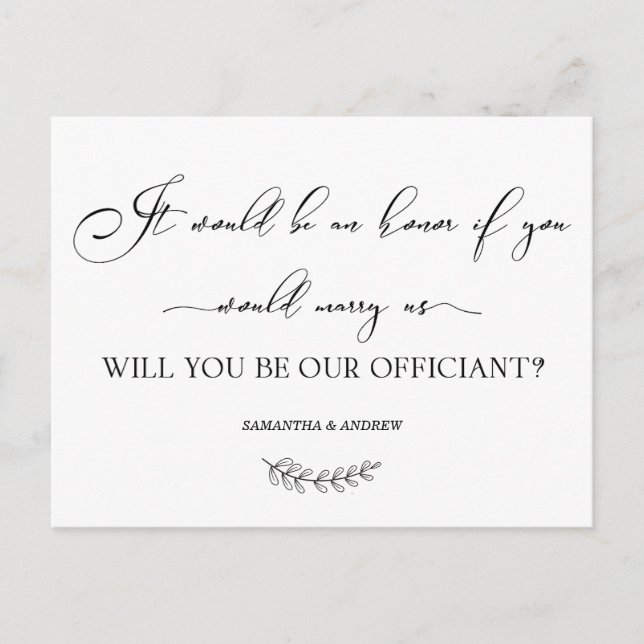Tarjeta Personalizada de Oficiante de Boda Elegant (Anverso)