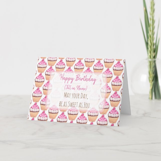 Tarjeta personalizada de pastelitos rosados de cum (Anverso)