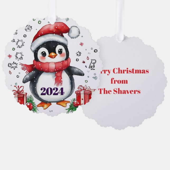 Tarjeta personalizada de pingüino de papel corto (Anverso/Reverso)