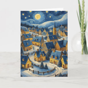 Tarjeta personalizada de pueblo navideño vintage S