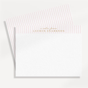 Tarjeta Personalizada de Raya Rosa Preppy