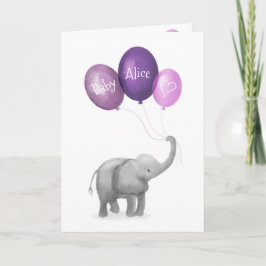 Tarjeta personalizada de recién nacido de elefante