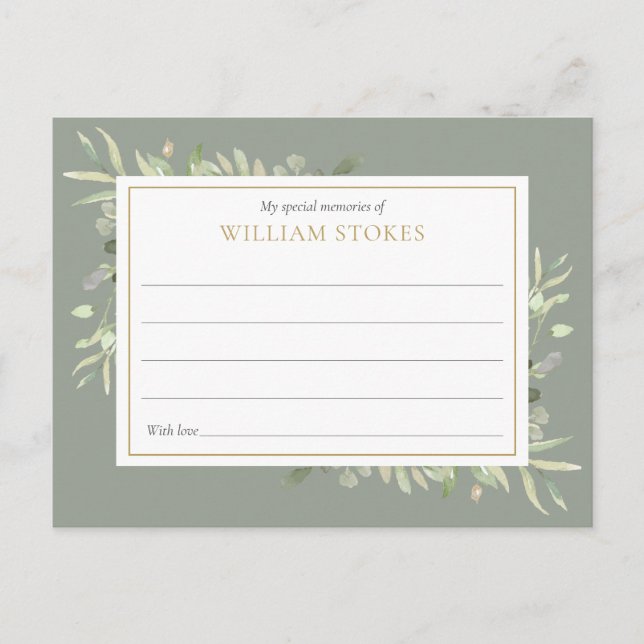 Tarjeta Personalizada de Recuerdo de Funeral con V (Anverso)