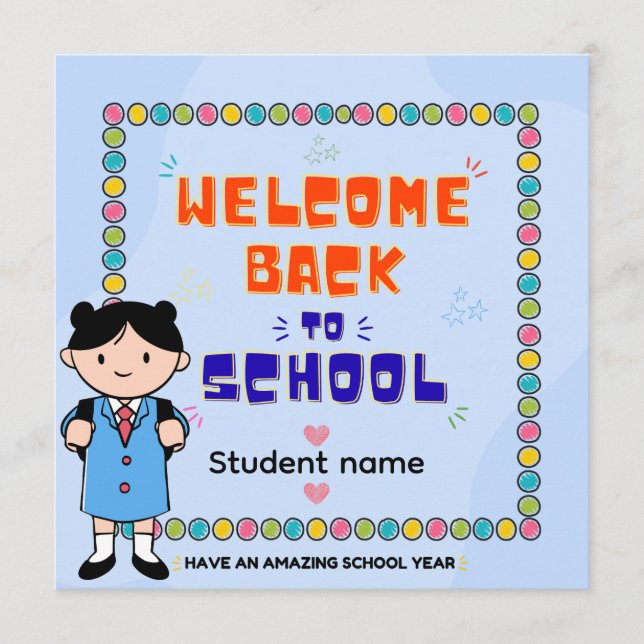 Tarjeta Personalizada de Regreso a la Escuela | Pr (Anverso)