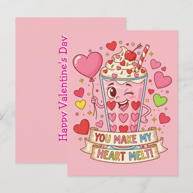 Tarjeta personalizada de San Valentín de batido de (Anverso / Reverso)
