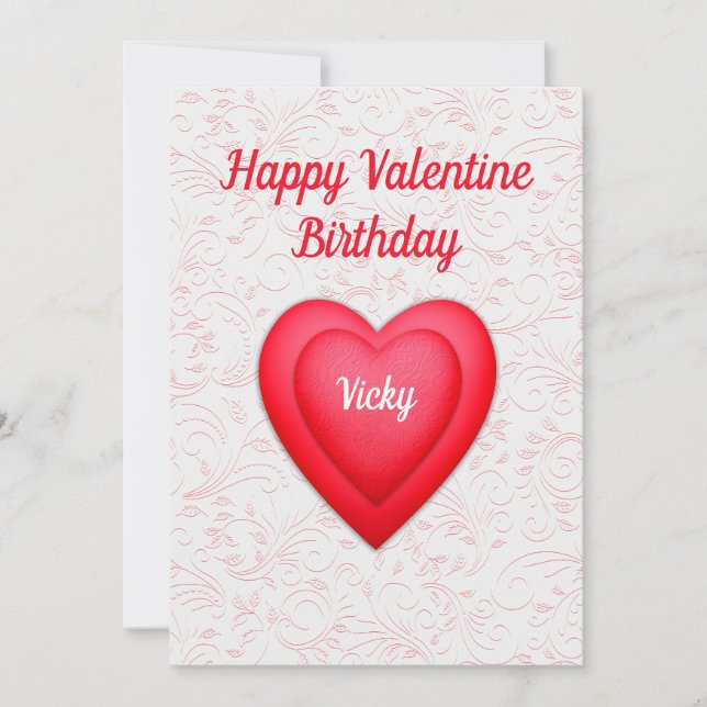 Tarjeta personalizada de San Valentín Fancy Red He (Anverso)