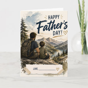 Tarjeta personalizada de senderismo para padre e h
