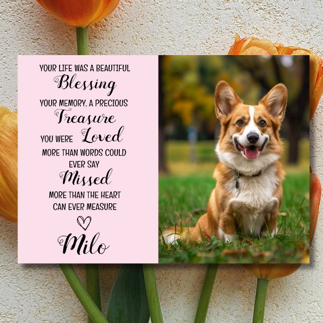 Tarjeta personalizada de simpatía para mascotas co (Dog Memorial)