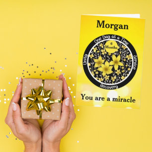 Tarjeta personalizada de sobriedad con flores para