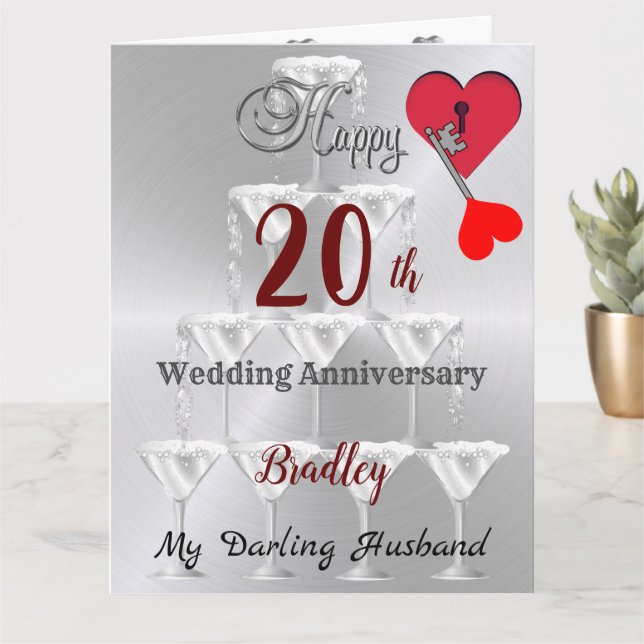 Tarjeta personalizada del 20º aniversario de boda  (Planta pequeña)