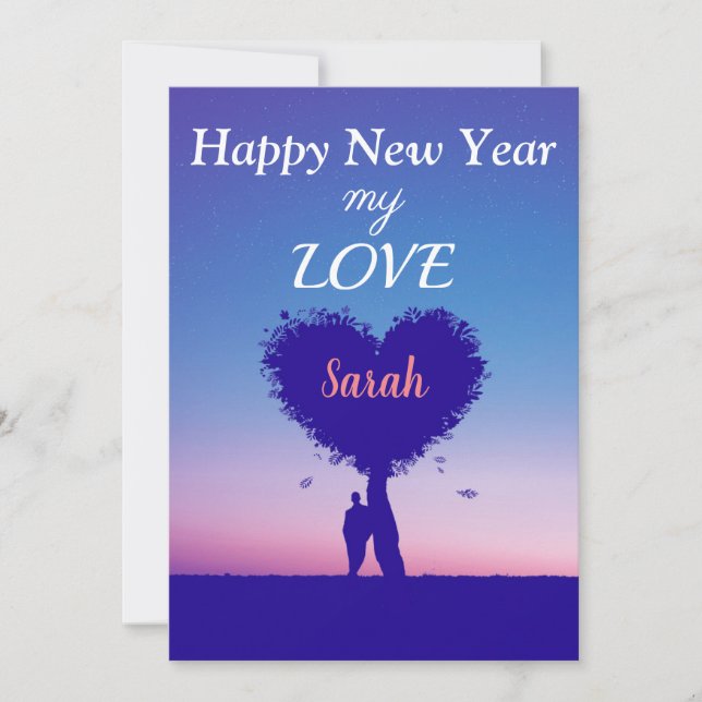 Tarjeta personalizada del amor de la Feliz Año (Anverso)