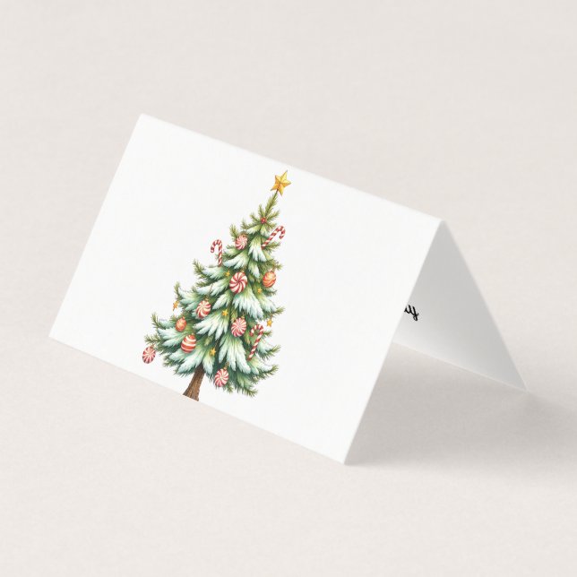 Tarjeta personalizada del árbol de Navidad con men (Anverso)