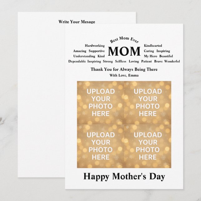 Tarjeta personalizada del Día de la Madre (Anverso / Reverso)