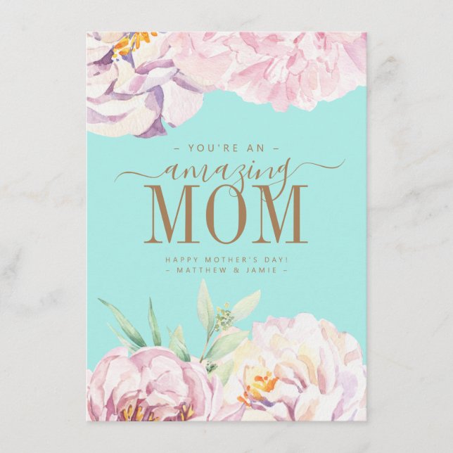 Tarjeta personalizada del Día de la Madre con flor (Anverso)