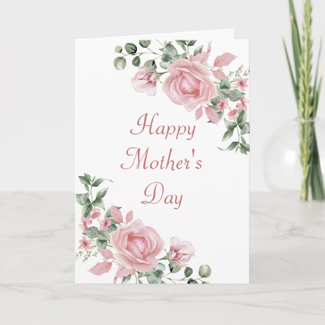 Tarjeta personalizada del día de la madre con rosa (Anverso)
