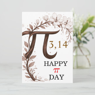 Tarjeta personalizada del Día de Pi floral, regalo