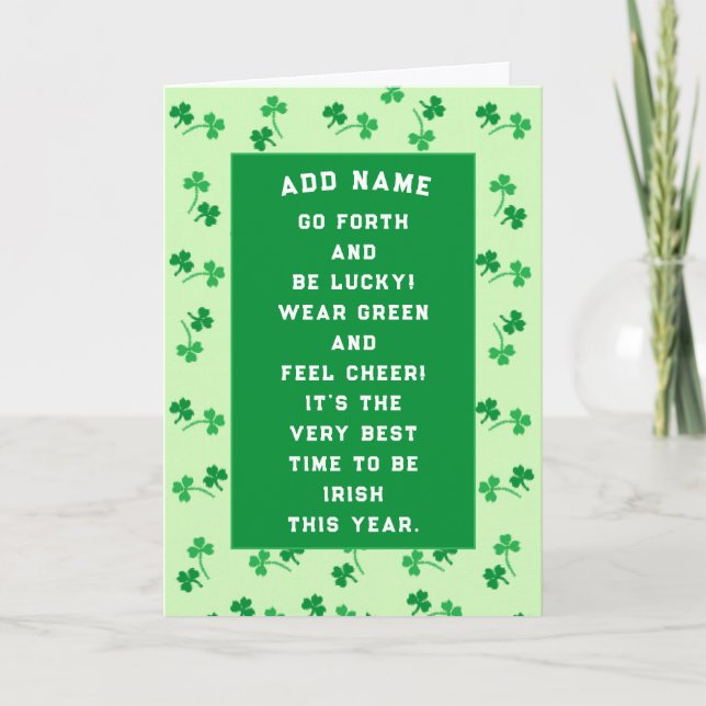 Tarjeta personalizada del Día de San Patricio (Anverso)