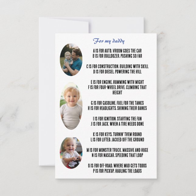 tarjeta personalizada del día del padre con rima y (Anverso)