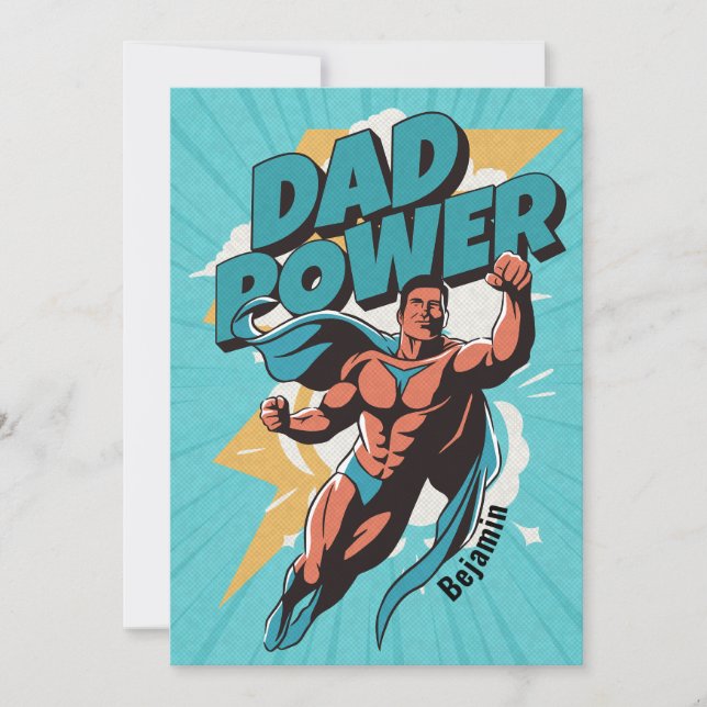 Tarjeta personalizada del Día del Padre Dad Power (Anverso)