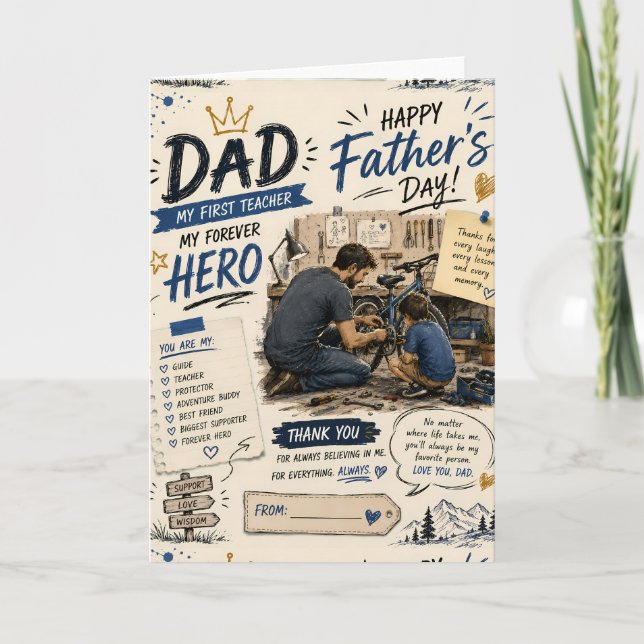 Tarjeta personalizada del Día del Padre para padre (Anverso)