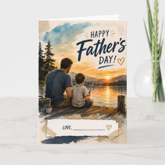 Tarjeta personalizada del Día del Padre para pesca