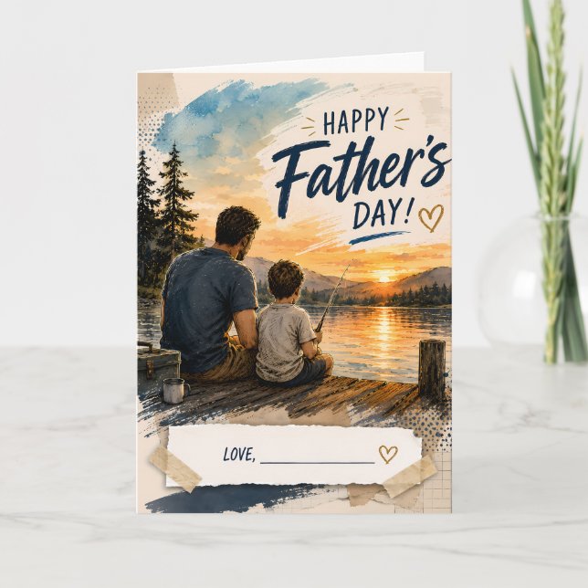 Tarjeta personalizada del Día del Padre para pesca (Anverso)