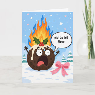 Tarjeta personalizada divertida de pudín de Navida