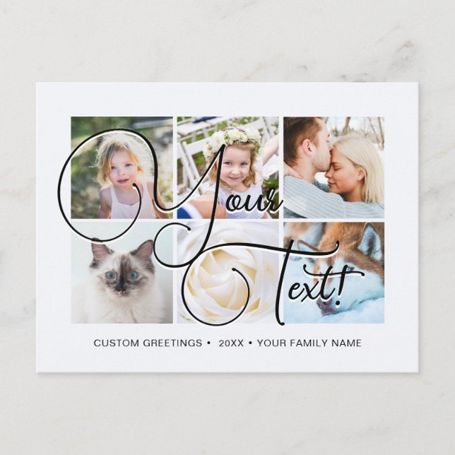 Tarjeta Personalizada Elegante Escritura 6 fotos U (Anverso)