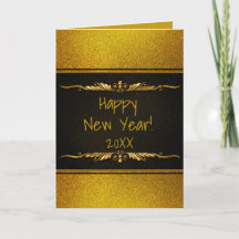 Tarjeta personalizada FELIZ AÑO NUEVO en negro y d