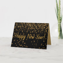 Tarjeta personalizada FELIZ AÑO NUEVO en negro y d
