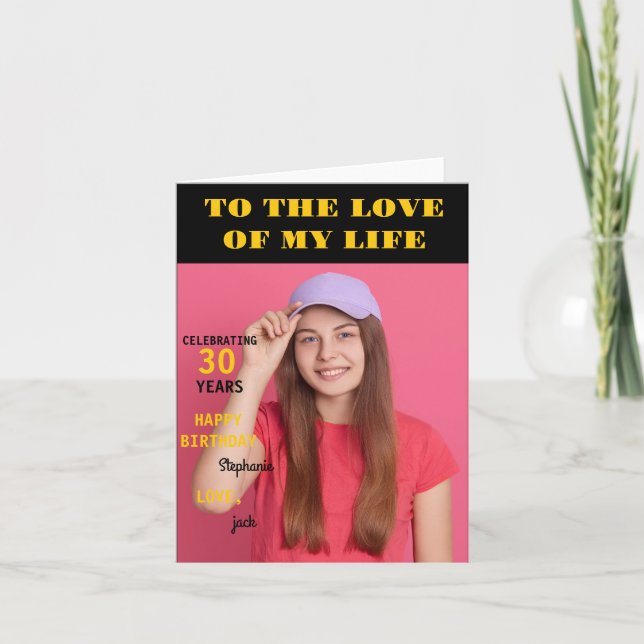 Tarjeta Personalizada Feliz cumpleaños foto esposa de amor (Anverso)