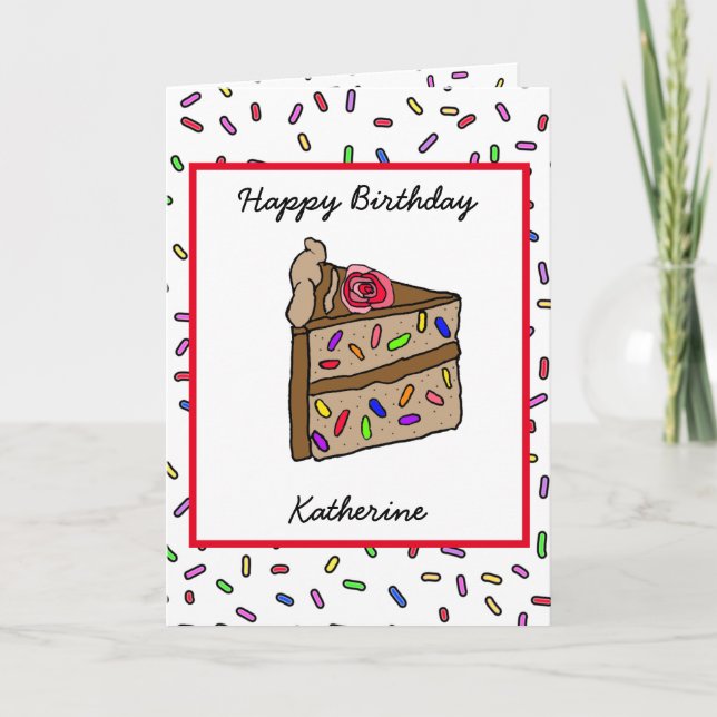 Tarjeta Personalizada Feliz Cumpleaños Mano dibujada por c (Anverso)