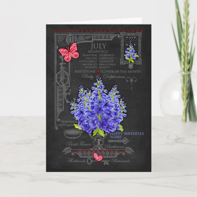 Tarjeta Personalizada Flor de Cumpleaños Julio Tiz (Anverso)