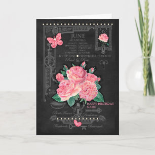 Tarjeta Personalizada Flor de Cumpleaños Junio Tiz