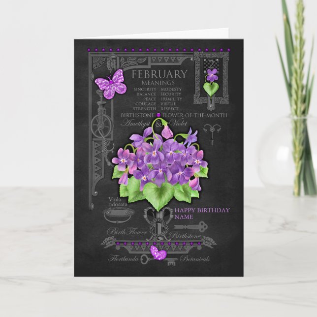 Tarjeta Personalizada Flor de Nacimiento Febrero T (Anverso)