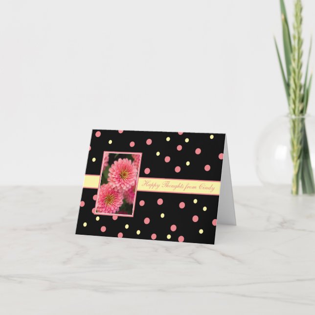 Tarjeta personalizada flores rosadas felices de (Anverso)