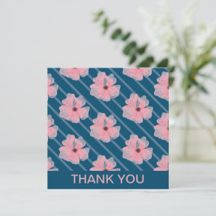 Tarjeta Personalizada Flores Rosadas y Rayas